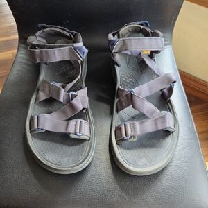 Mens Teva Gray Strap Sport Sandals with Black Footbed Size 10